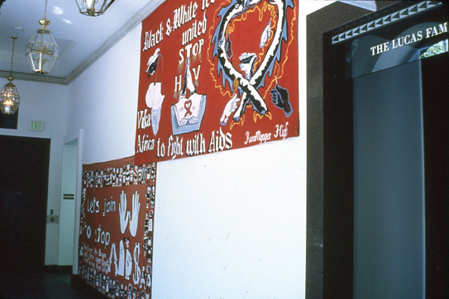 Painted panels from the Durban City Hall red ribbon project