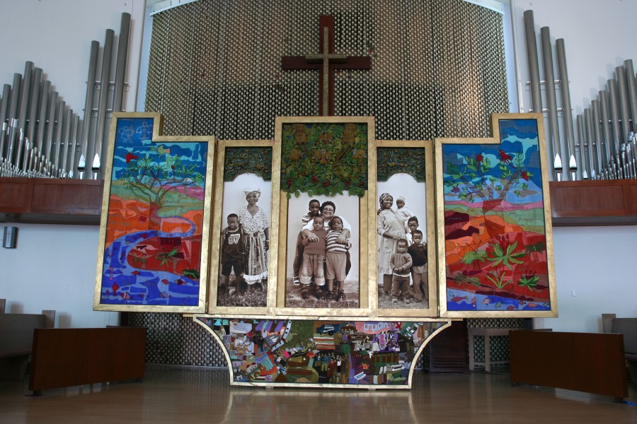 Fully opened Keiskamma Altarpiece displayed at Holman United Methodist Church