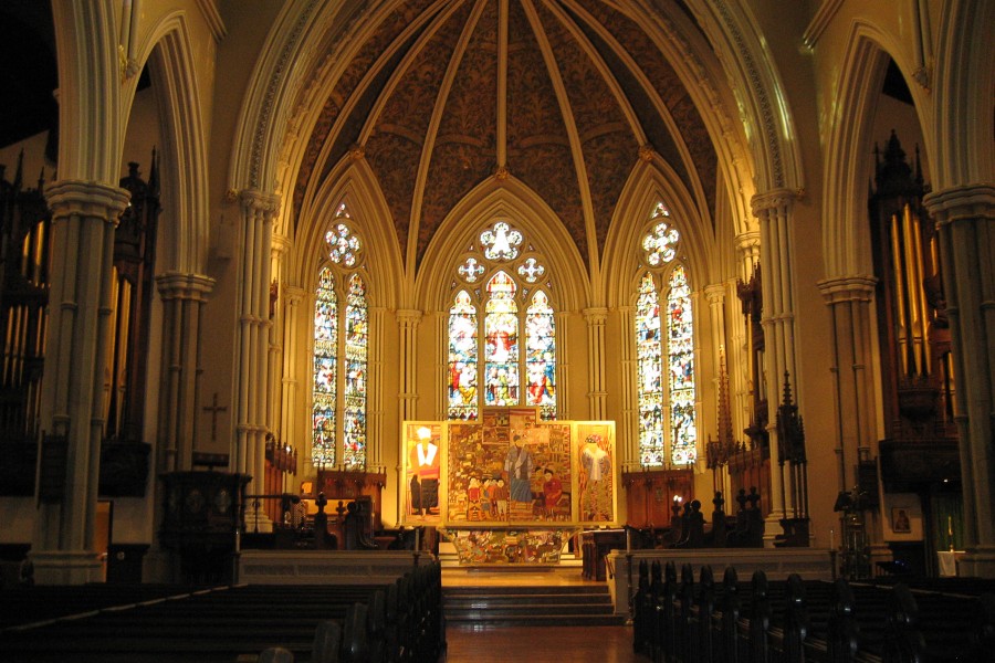 Keiskamma Altarpiece installed inside the Cathedral Church of St. James in Toronto