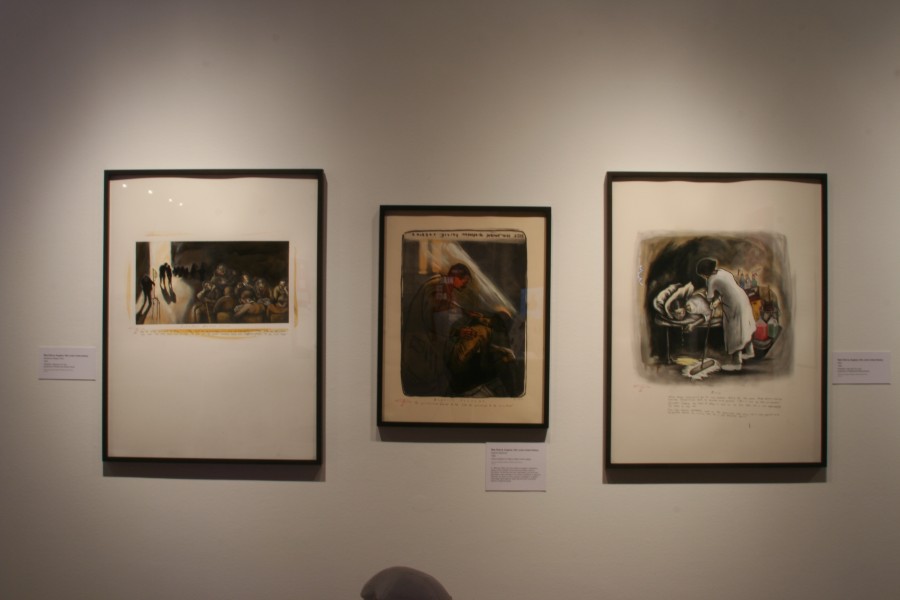 Sue Coe’s *Infectious Disease Clinic*, *Kaposi’s Sarcoma*, and *Mary* displayed side by side