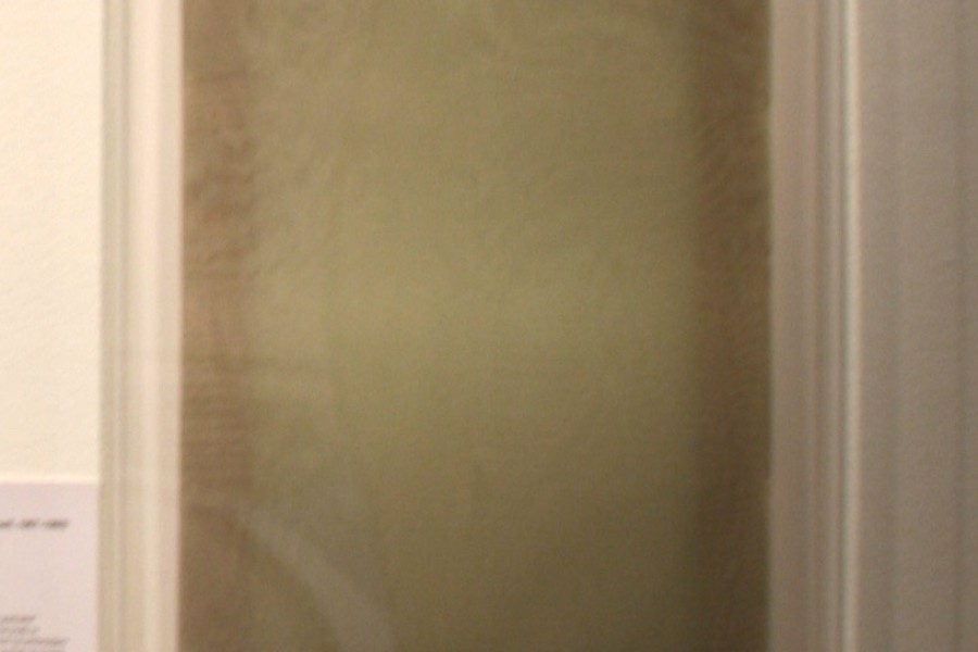 José Leonilson Bezerra Dias’s embroidered self-portrait *José*, consisting of the artist’s name on voile