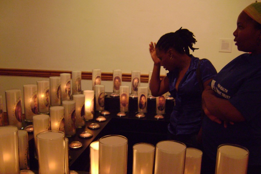 Visitors at Not Alone Exhibit
