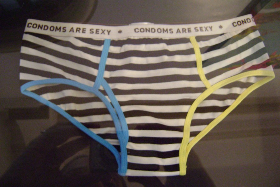 Thukral & Tagra’s *Safer Sex Underwear* bearing “CONDOMS ARE SEXY”