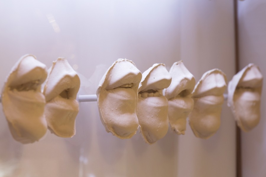 Close-up of a mouth sculpture from If These Walls Could Talk by Jenna Burchell