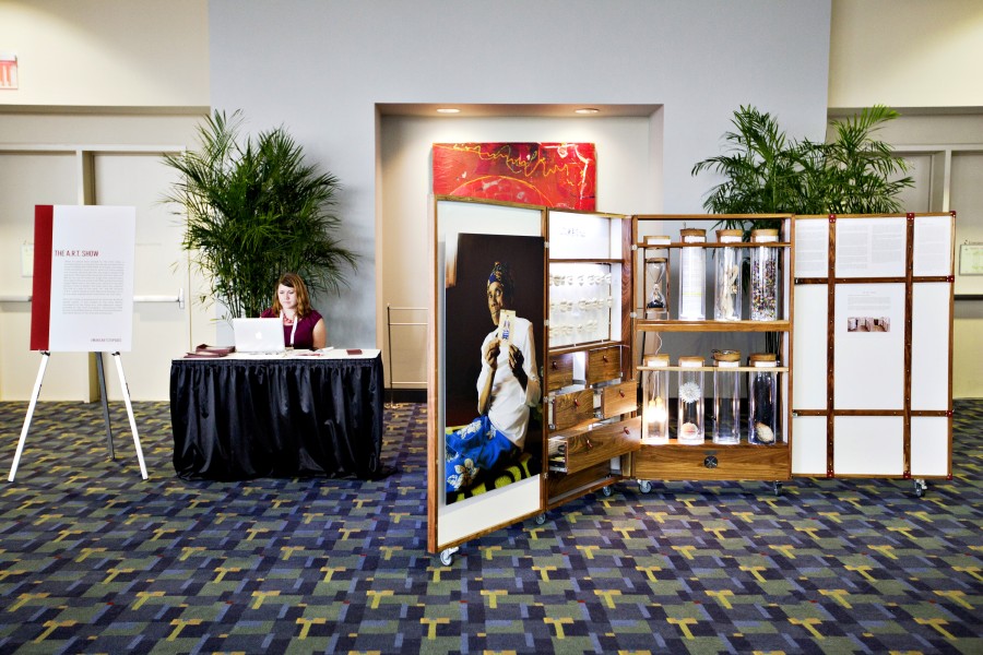 The A.R.T. Cabinet beside the exhibition welcome table