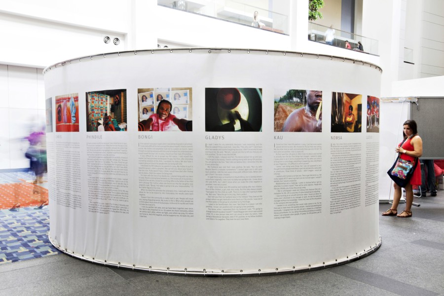 Outer Panel of "The Harsh Divide and Through Positive Eyes" by Gideon Mendel & UCLA Art and Global Health Center