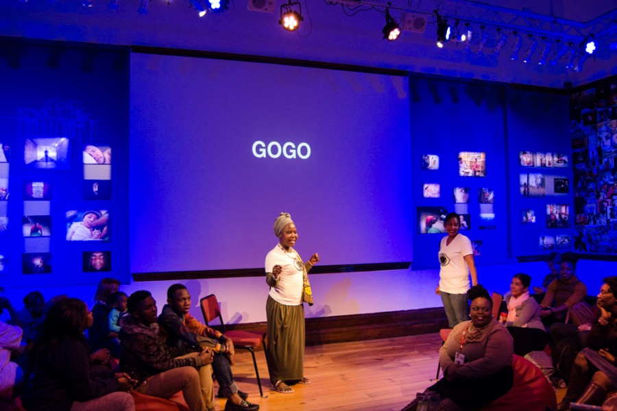An image of Gogo projected in the Banishing Stigma Room