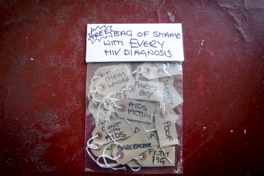"Free Bag of Shame" at Through Positive Eyes Durban Exhibit