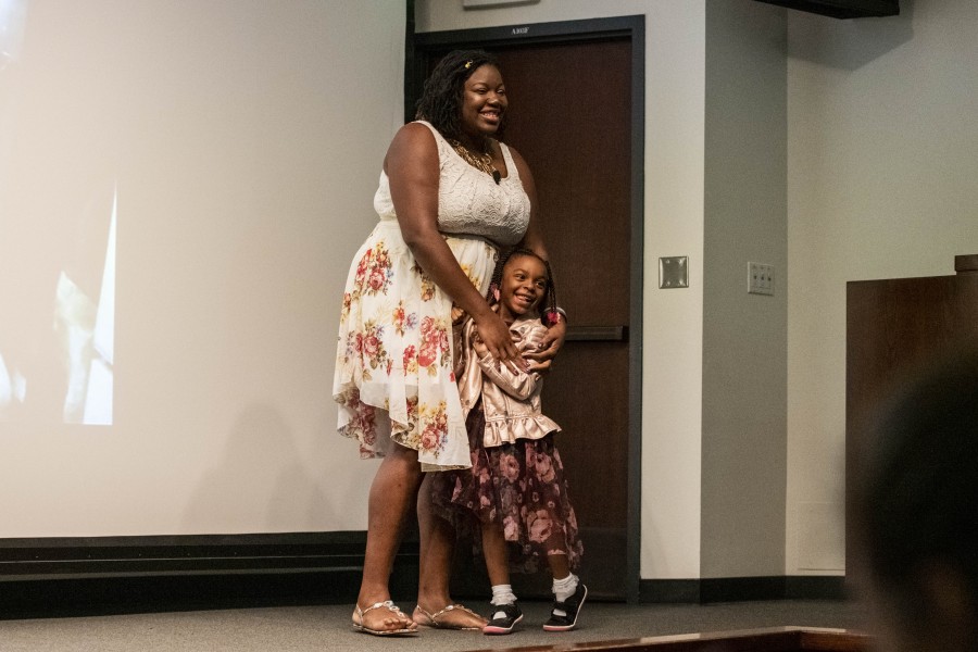 Lynnea Storytelling in the Banishing Stigma Room with Daughter