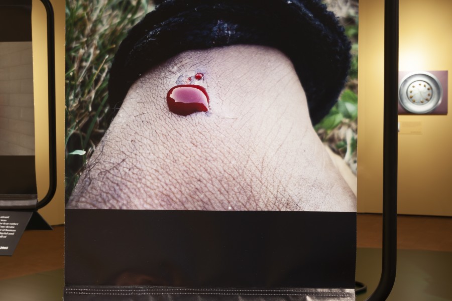 Photograph by John, portrait by Gideon Mendel, and accompanying story text
