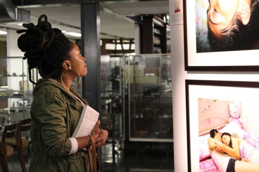 Visitors at Through Positive Eyes Johannesburg Exhibit